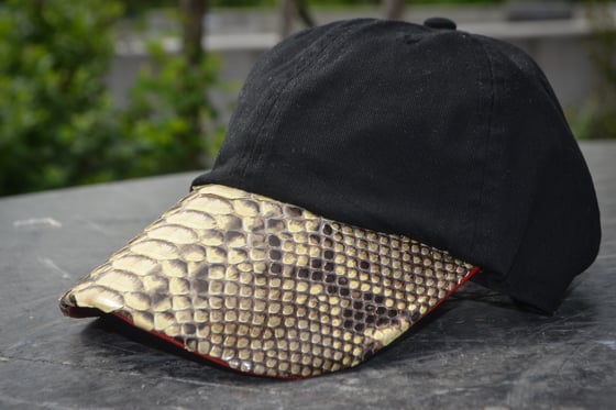 Image of Python brim dad hat in black