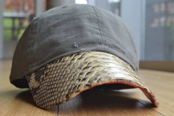 Image of Python brim dad hat in olive