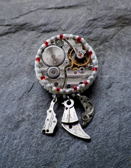 Image of Time In pieces, handmade brooch