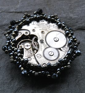 Image of Steel Time, handmade brooch