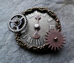 Image of Roman Time in Bronze, handmade brooch