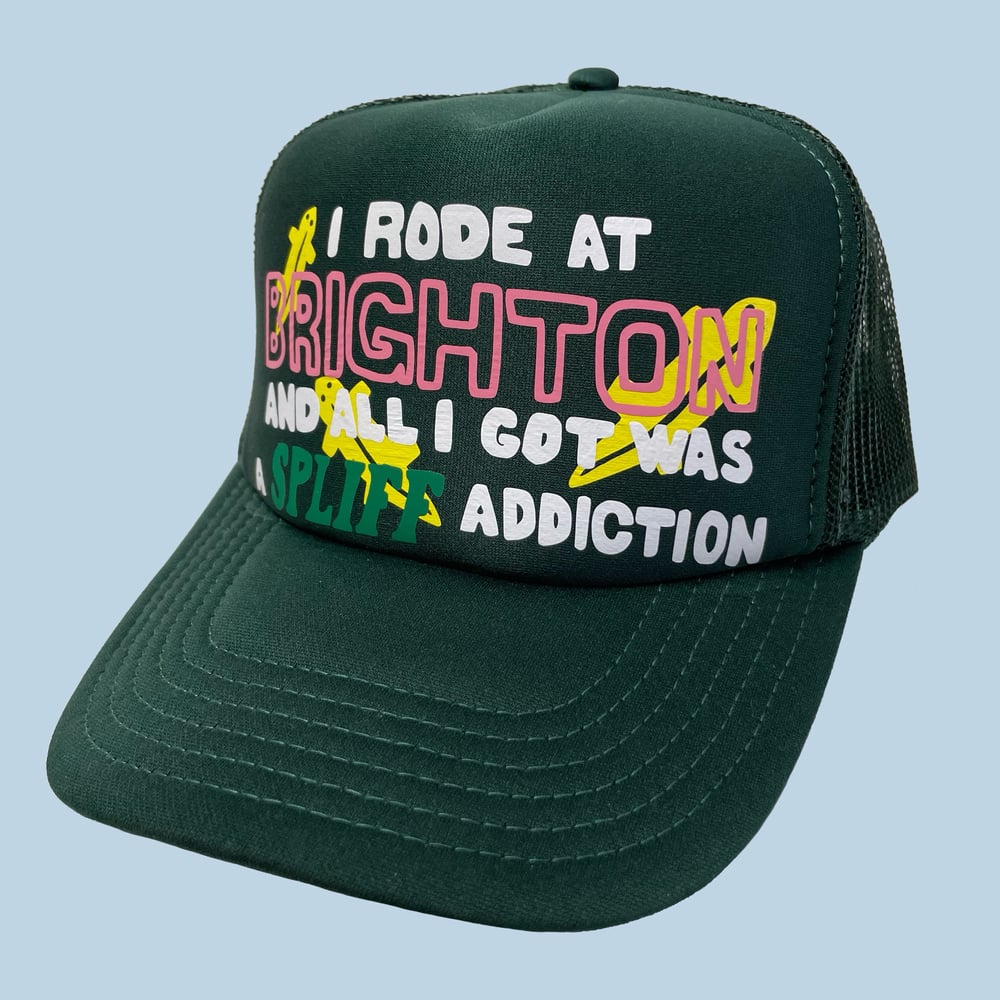 Image of GREEN SPLIFF ADDICTION TRUCKER HAT