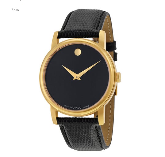 Image of Movado Museum Black Dial Black Leather Mens Watch 2100005