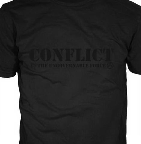 Image of Conflict Ungovernable Force Black on Black Shirt