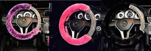 Image of Fur Diamond Fluffy Steering Wheel Covers 1 piece