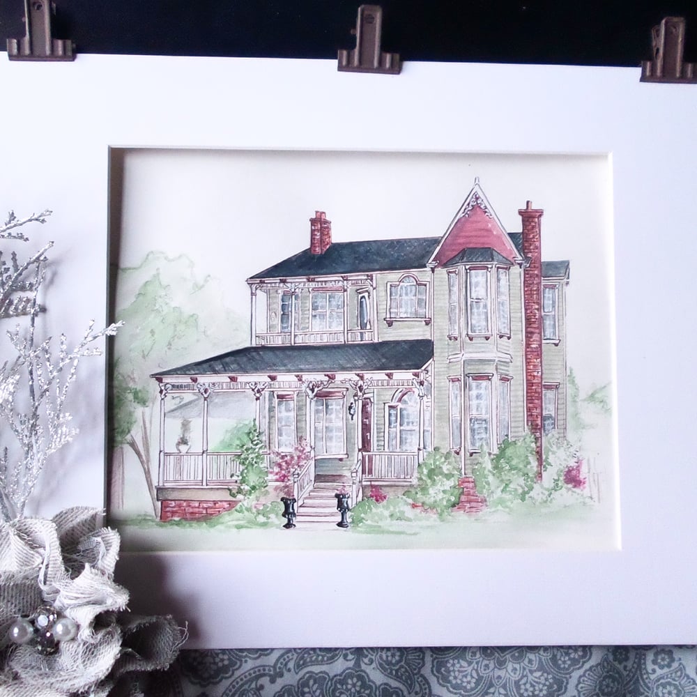 Image of Custom Watercolor Home Illustration 8x10