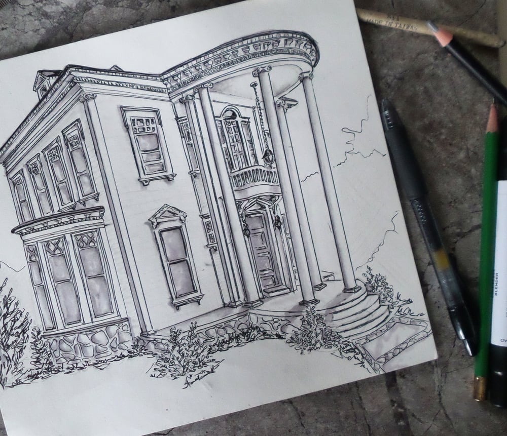 Image of Custom Pen&Ink Home Illustration 8x10