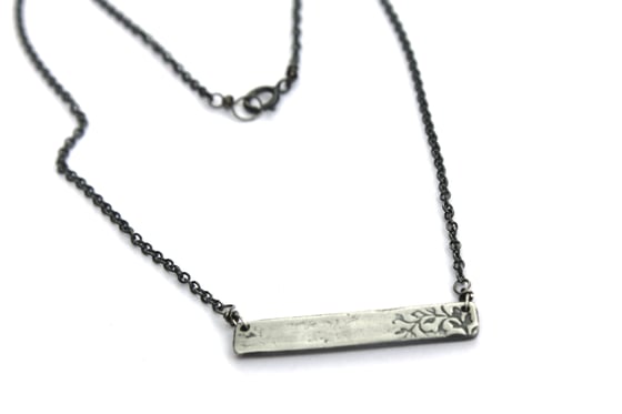 Image of sterling silver bar necklace . balance talisman  