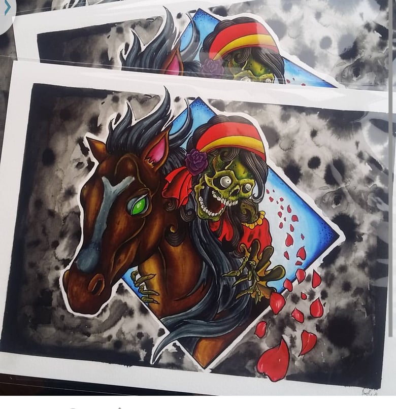 Image of "Gypsy Skeleton on Horse" print By:Russell White III