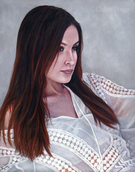 Image of Original Painting - Vanessa in White Blouse 