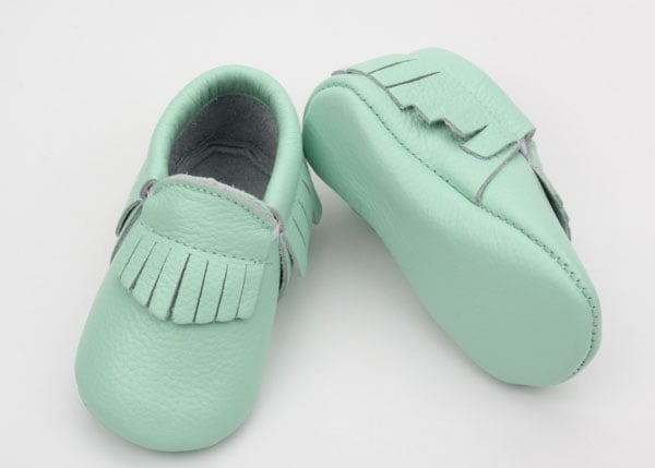 Image of Sea Foam Green- Genuine Leather Moccasins