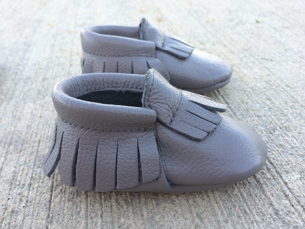 Image of Grey- Genuine Leather Moccasins