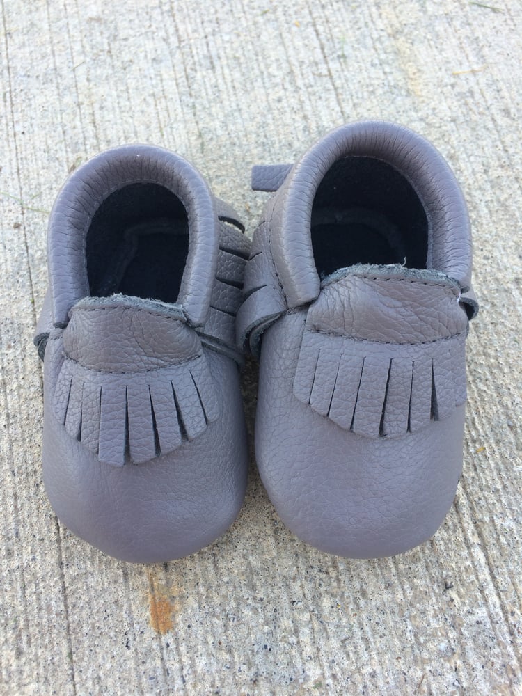 Image of Grey- Genuine Leather Moccasins