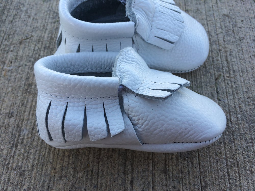 Image of White - Genuine Leather Moccasins