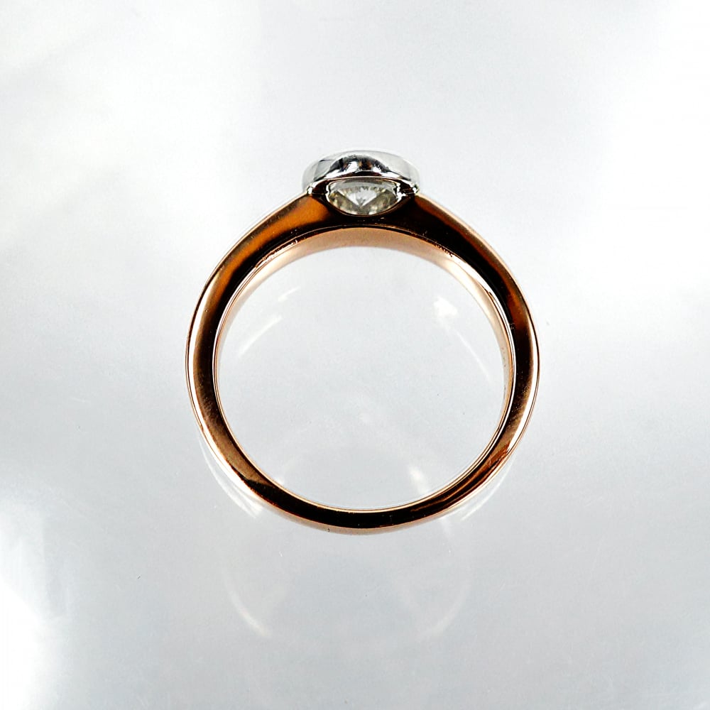 Image of 18ct White and Rose Gold Bezel Set Solitaire Diamond Ring.