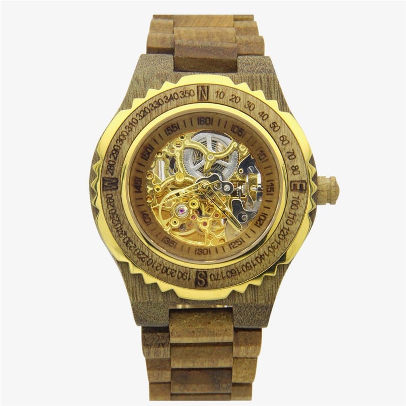 Image of BeWell Mens Wooden Automatic Watch