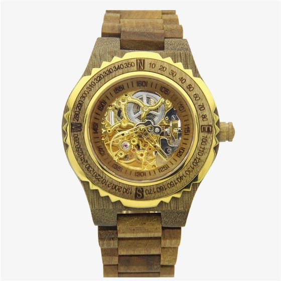 Image of BeWell Mens Wooden Automatic Watch