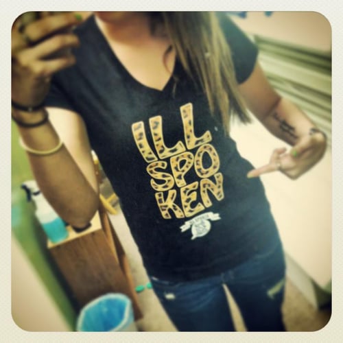Image of Ladies Leopard Print V Neck Tee