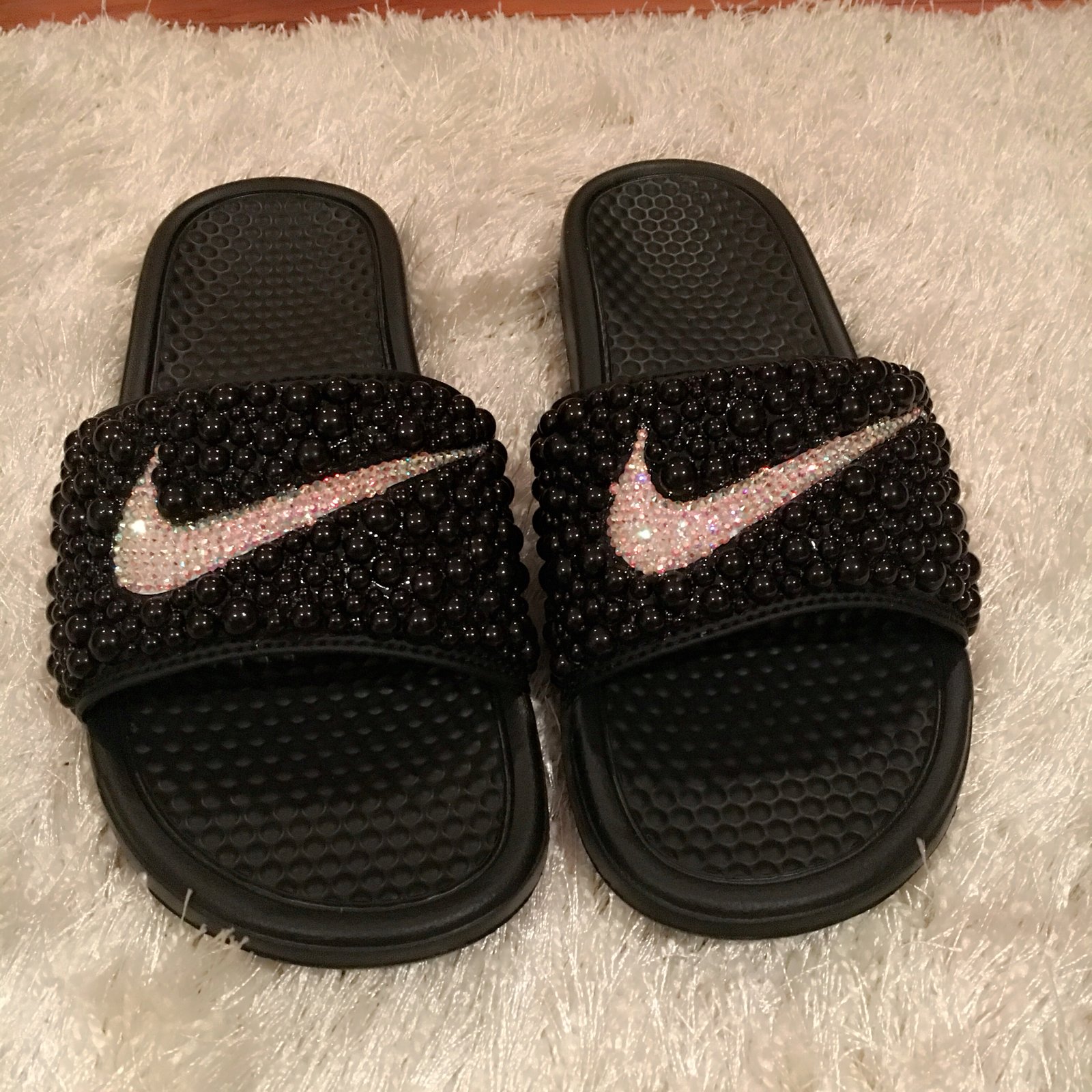 iridescent nike slides