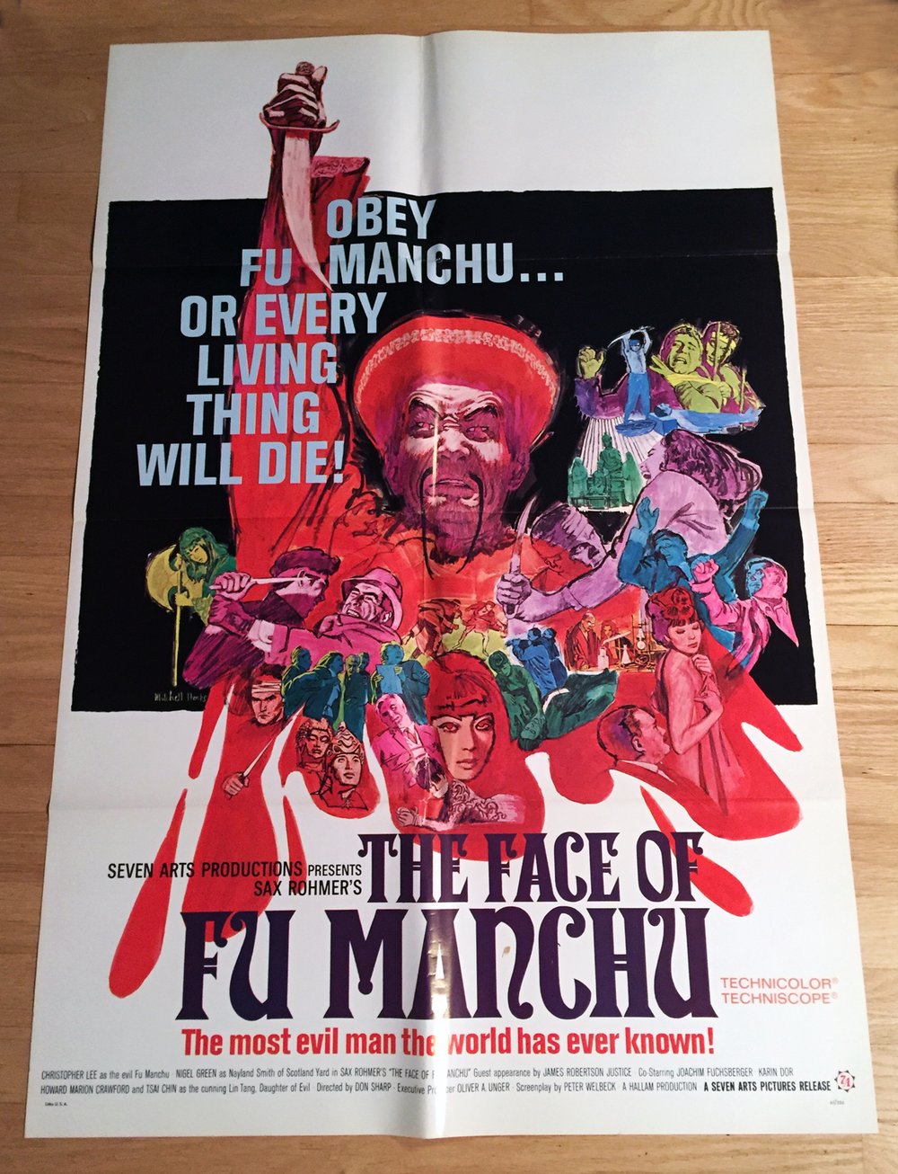 1965 THE FACE OF FU MANCHU Original U.S. One Sheet Movie Poster