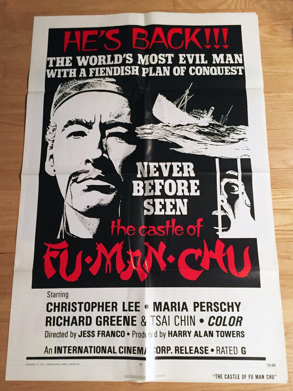 1972 THE CASTLE OF FU MANCHU Original U.S. One Sheet Movie Poster