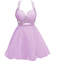 Image 1 of Lovely Chiffon Halter Backless Short Prom Dresses, Cute Homecoming Dresses