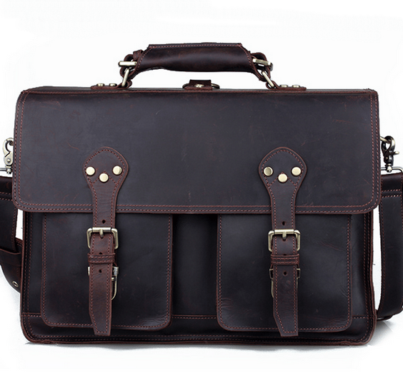 Image of Large Leather Backpack / Travel Bag / Briefcase / Satchel - 2 ways: backpack / messenger(S13)