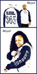 Image 1 of Blessed 365 Hooded Sweatshirt - Oxford/Navy Blue