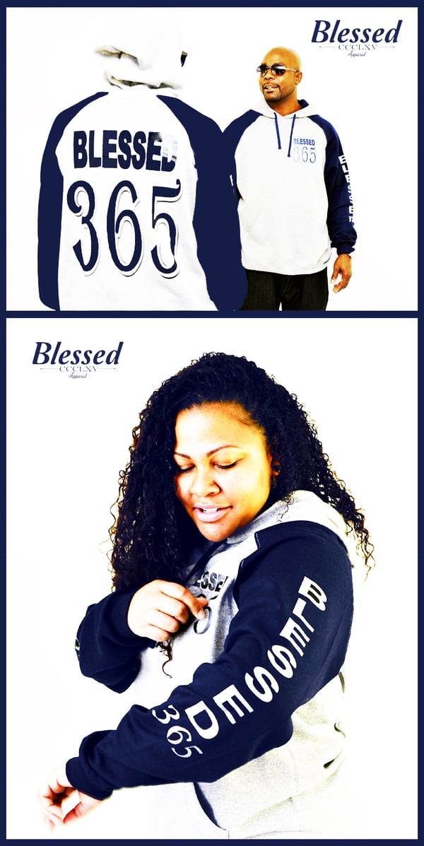 Image of Blessed 365 Hooded Sweatshirt - Oxford/Navy Blue