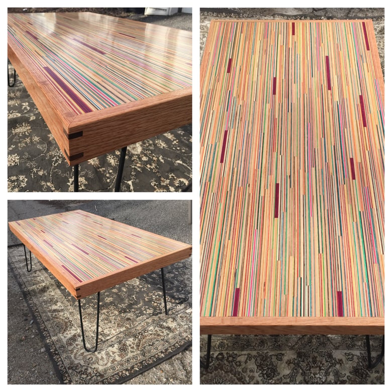 Image of Recycled skateboard Table.