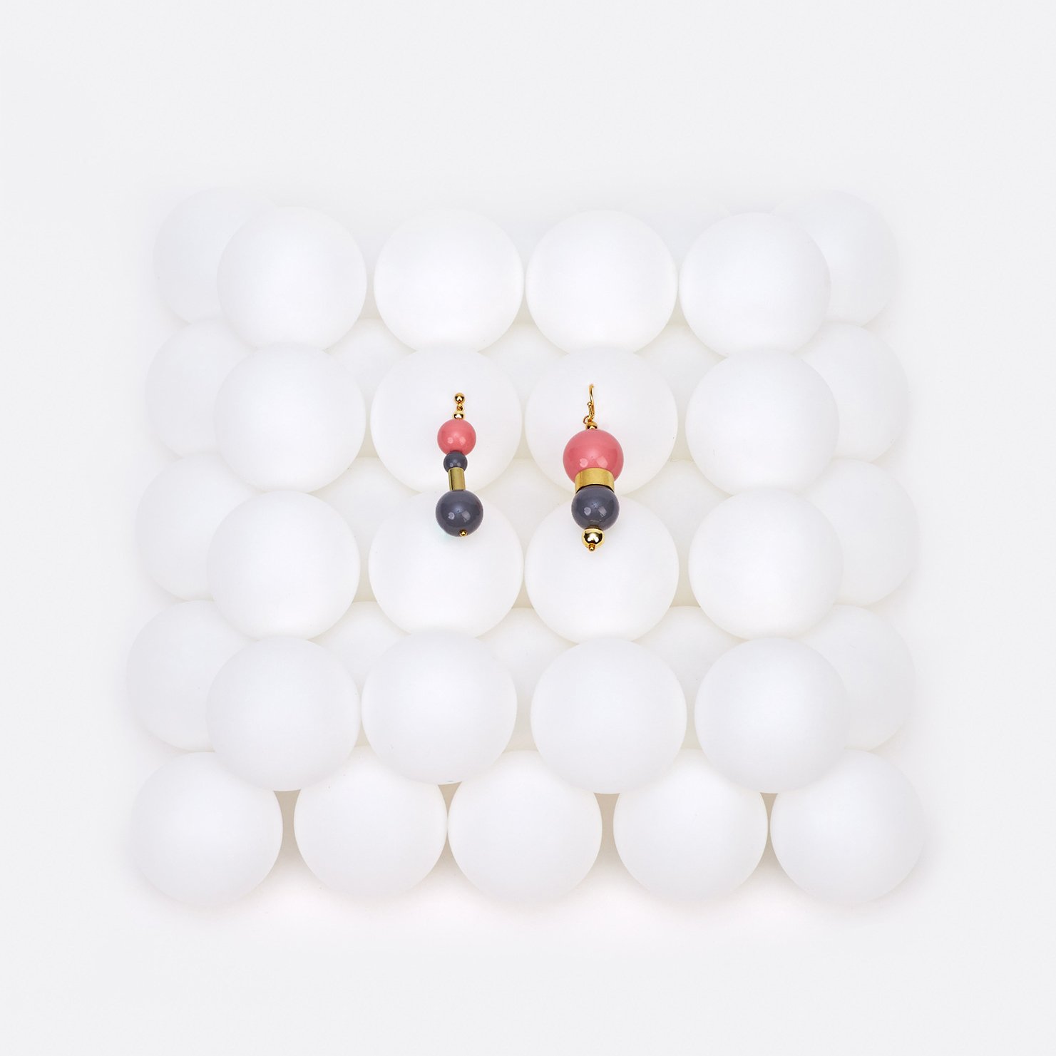 Image of Coral grey bubble gum earrings