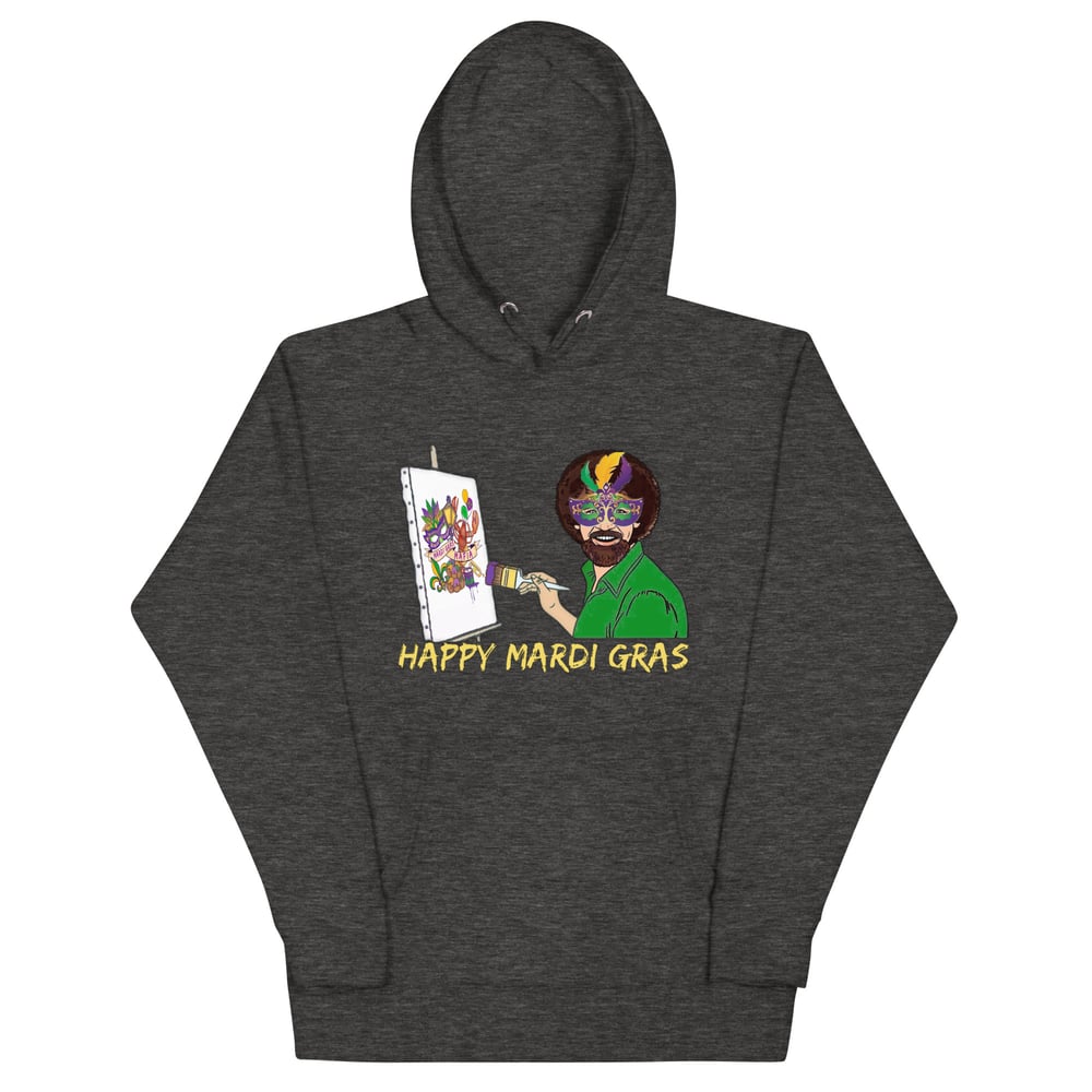 Image of Happy Mardi Gras (Bob Ross) Unisex Hoodie