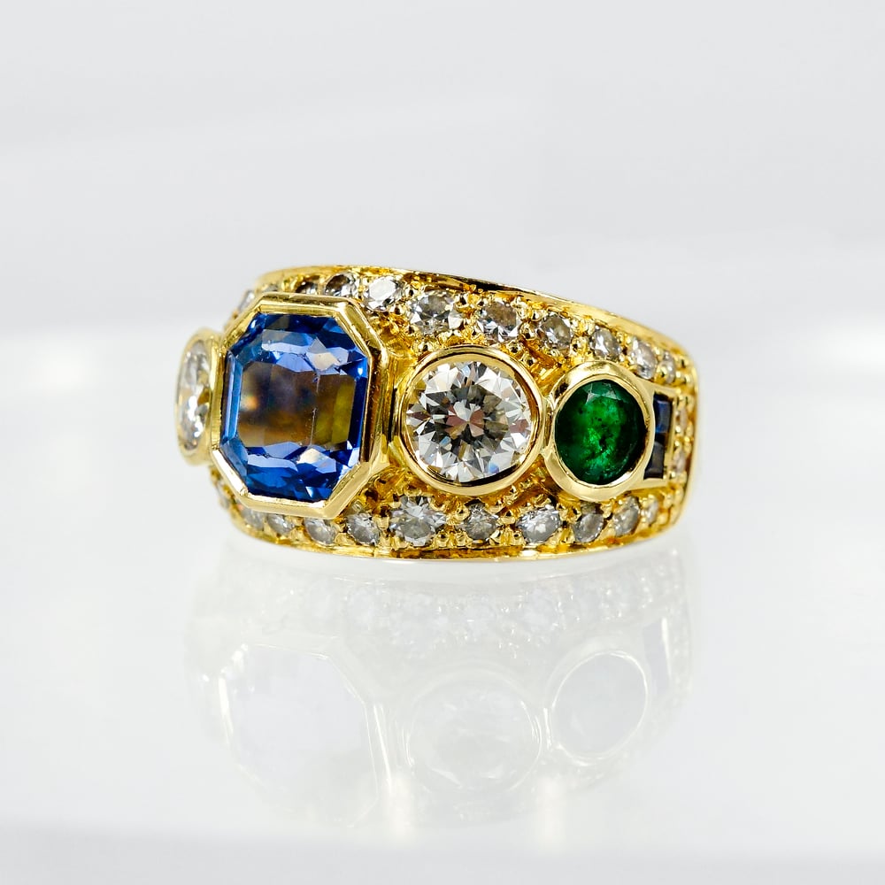 Image of 18ct Yellow Gold Contemporary Multi Stone Cocktail Ring.