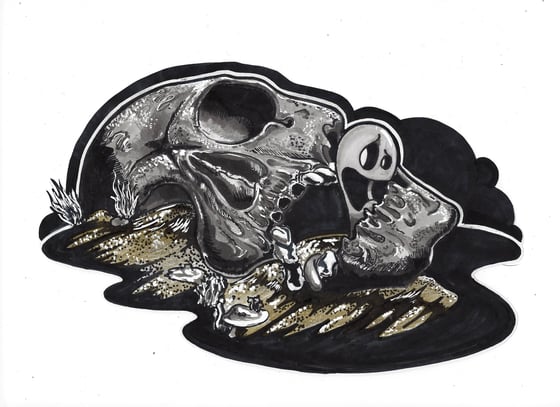 Image of Skull Remnants WoOrms - Chicago Street Art - Concept Art - Original