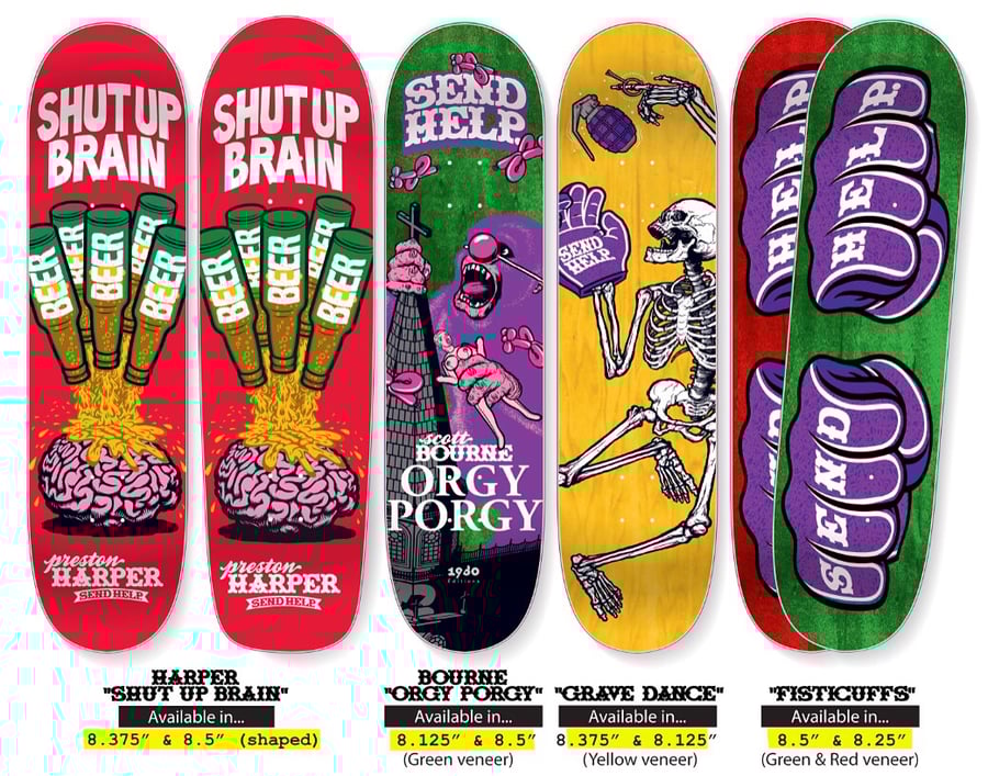 Image of Assorted Send Help Skateboards