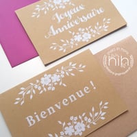 Image 1 of cartes ☙folia☙ sérigraphiées  bienvenue ou joyeux anniversaire