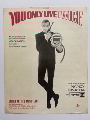 Image of You Only Live Twice, James Bond film, framed 1967 vintage sheet music