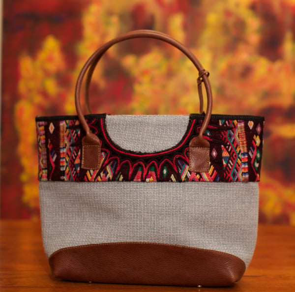 Image of Huipil and leather bag 