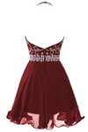 Cute Burgundy Short Chiffon Halter Prom dresses with Beadings, Homecoming Dresses