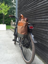 Image 2 of Waxed canvas pannier bicycle bag bike accessories