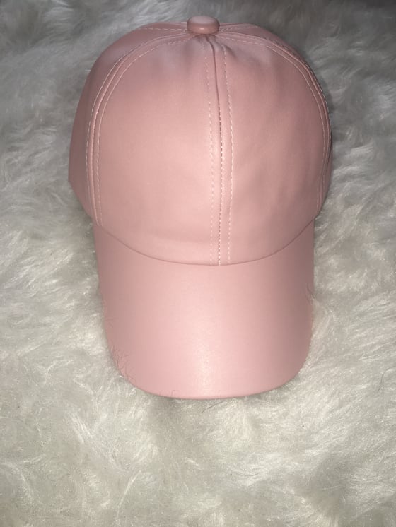 Image of Pink faux leather cap