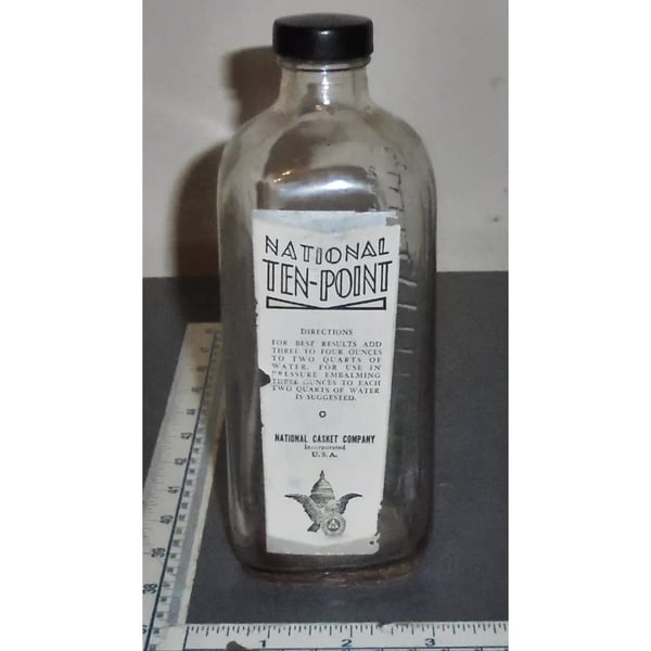 Image of National ten point embalming fluid bottle