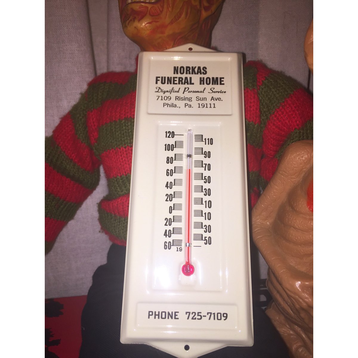 Mercy Browns Graveyard — Vintage funeral home thermometer
