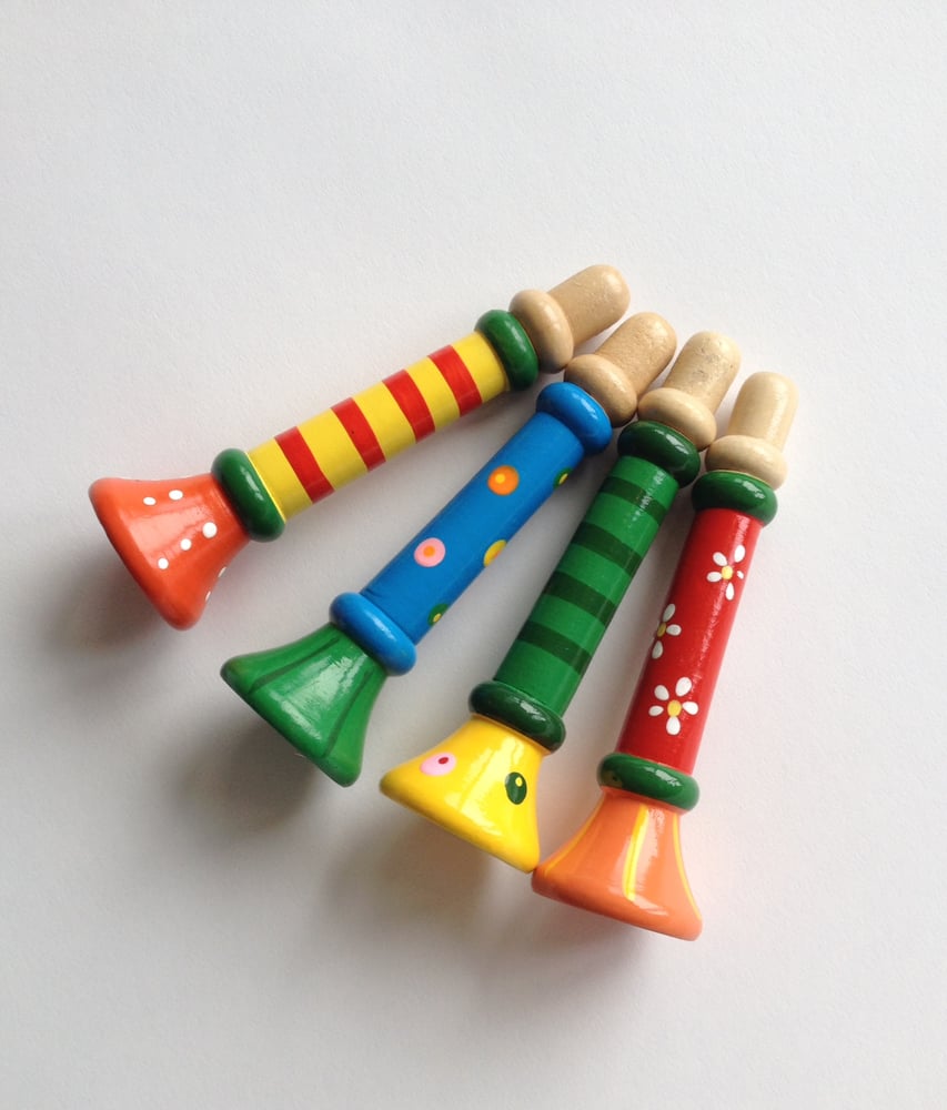 Image of Colorful Wooden Trumpets