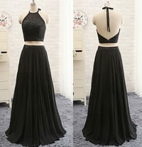 Image 1 of Beautiful Black Two Piece Prom Dresses with Beadings, Homecoming Dresses, Party Dresses