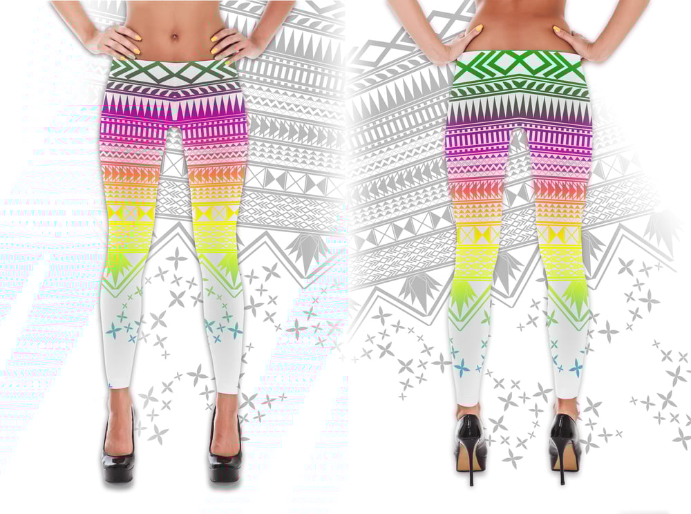 Image of Casual / Workout Tribal Leggings - Nesian patterning
