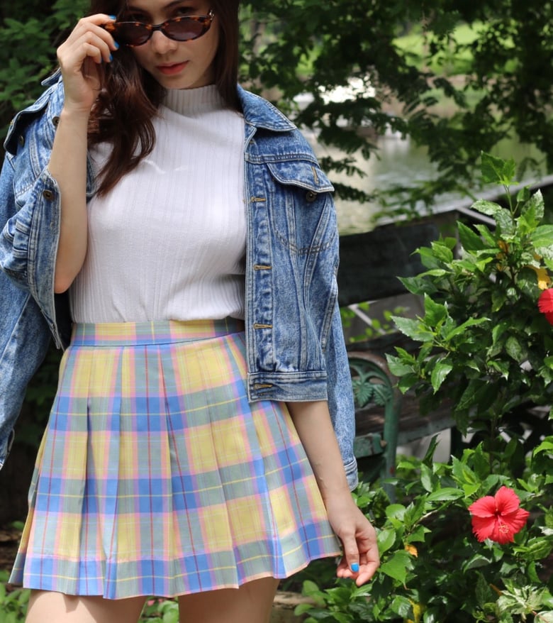 Image of Made To Order - Blue Yellow and Pink Tartan Skirt
