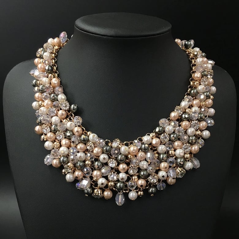 Image of Full crystal pearl necklace set