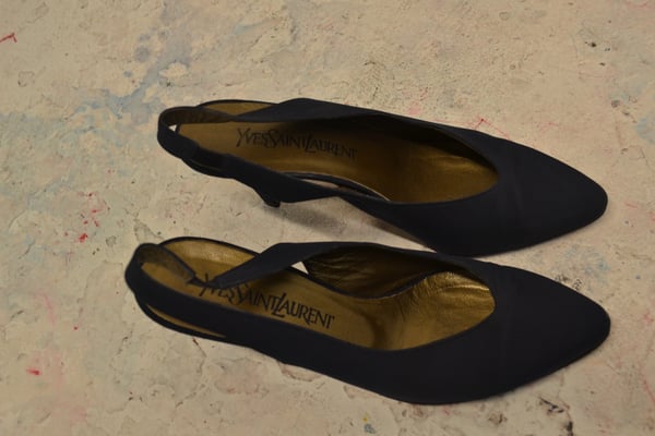 Image of Vintage Navy Blue YSL Slingbacks