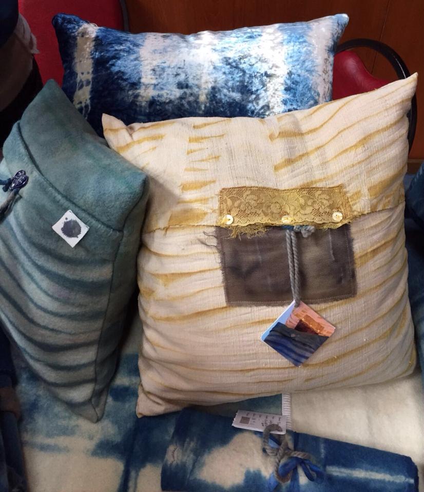 Image of Indigo Shibori hand-dyed recycled wool cushions